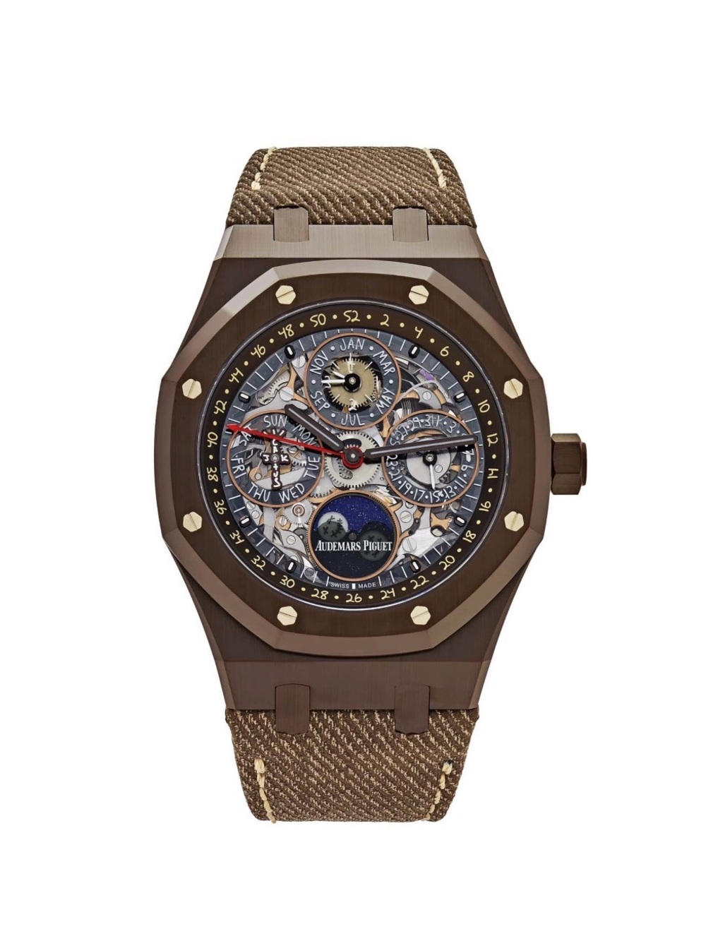 Audemars Piguet Brown Skeleton Dial Ceramic Case Watch